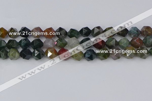 CAA1029 15.5 inches 12mm faceted nuggets Indian agate beads