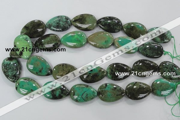 CAA104 15.5 inches 20*30mm flat teardrop grass agate gemstone beads