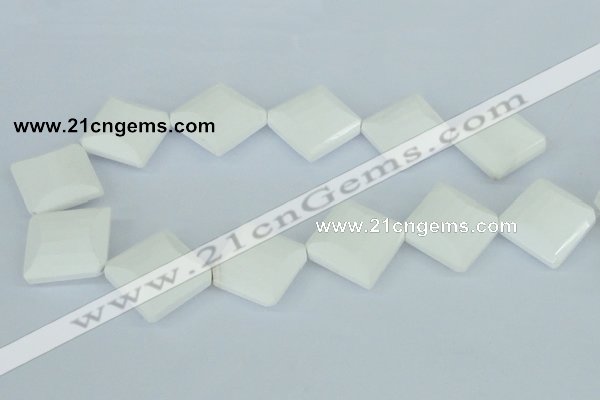 CAA11 15.5 inches 25*25mm faceted diamond white agate gemstone beads