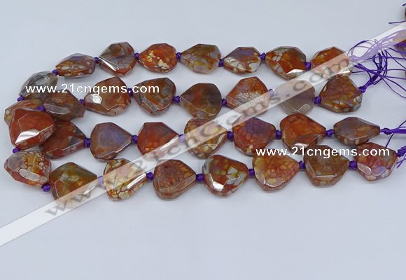 CAA1135 18*20mm - 25*35mm faceted freeform dragon veins agate beads