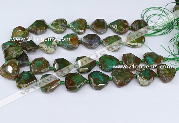 CAA1139 18*20mm - 25*35mm faceted freeform dragon veins agate beads