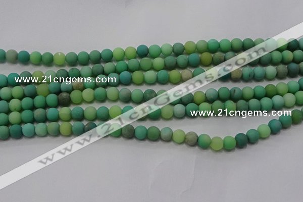 CAA1150 15.5 inches 4mm round matte grass agate beads wholesale