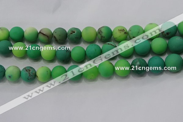 CAA1153 15.5 inches 10mm round matte grass agate beads wholesale