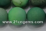 CAA1155 15.5 inches 14mm round matte grass agate beads wholesale