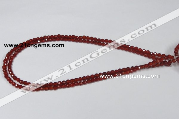 CAA117 15.5 inches 4mm faceted round red agate gemstone beads