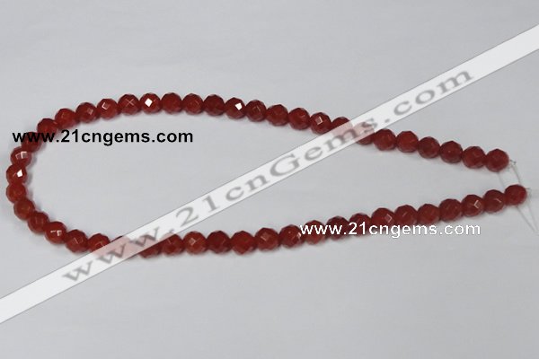 CAA118 15.5 inches 8mm faceted round red agate gemstone beads