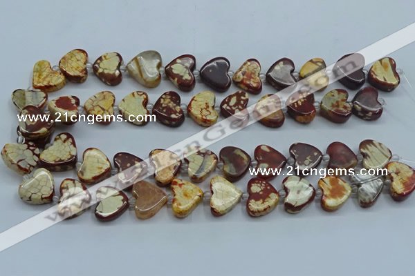 CAA1186 15.5 inches 16mm - 18mm heart dragon veins agate beads