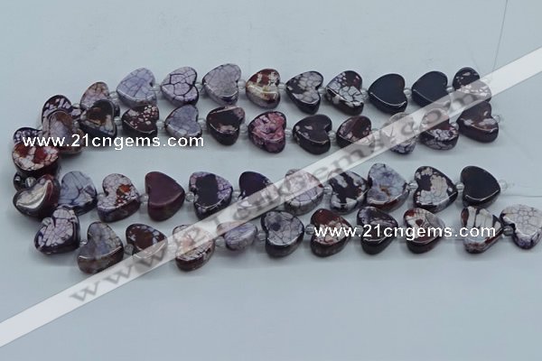 CAA1187 15.5 inches 16mm - 18mm heart dragon veins agate beads