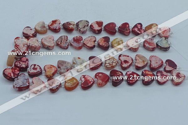 CAA1188 15.5 inches 16mm - 18mm heart dragon veins agate beads