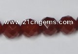 CAA119 15.5 inches 12mm faceted round red agate gemstone beads