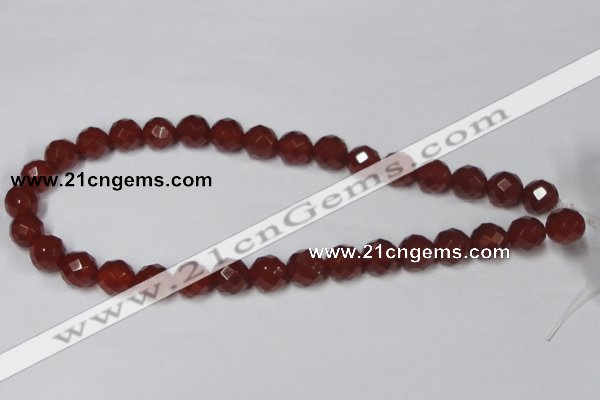 CAA119 15.5 inches 12mm faceted round red agate gemstone beads