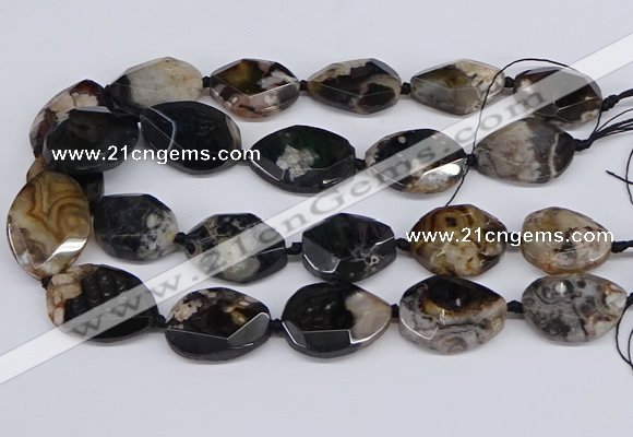 CAA1199 15.5 inches 20*25mm - 25*35mm faceted freeform sakura agate beads