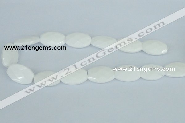 CAA12 15.5 inches 20*30mm faceted oval white agate gemstone beads