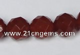 CAA120 15.5 inches 14mm faceted round red agate gemstone beads