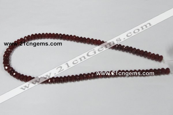 CAA123 15.5 inches 5*8mm faceted rondelle red agate gemstone beads