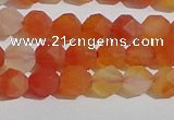 CAA1236 15.5 inches 6mm faceted nuggets matte red agate beads