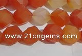 CAA1237 15.5 inches 8mm faceted nuggets matte red agate beads