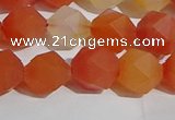 CAA1238 15.5 inches 10mm faceted nuggets matte red agate beads