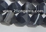 CAA1245 15.5 inches 12mm faceted nuggets matte black line agate beads