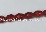 CAA125 15.5 inches 8*10mm faceted rice red agate gemstone beads