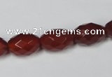 CAA126 15.5 inches 10*14mm faceted rice red agate gemstone beads