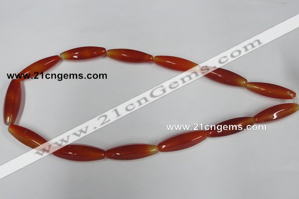 CAA127 15.5 inches 10*30mm rice red agate gemstone beads