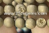 CAA1275 15.5 inches 6mm round matte plated druzy agate beads