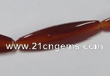 CAA128 15.5 inches 10*40mm rice red agate gemstone beads