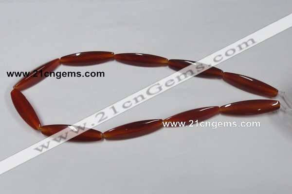 CAA128 15.5 inches 10*40mm rice red agate gemstone beads