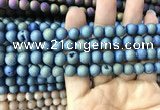 CAA1297 15.5 inches 8mm round matte plated druzy agate beads