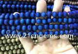 CAA1299 15.5 inches 8mm round matte plated druzy agate beads