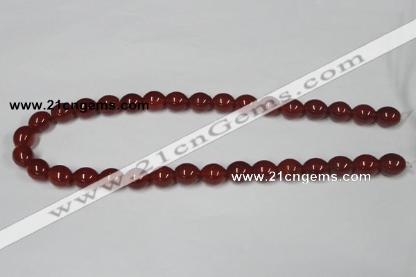 CAA130 15.5 inches 10*12mm egg-shaped red agate gemstone beads