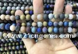 CAA1301 15.5 inches 8mm round matte plated druzy agate beads