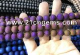 CAA1314 15.5 inches 10mm round matte plated druzy agate beads