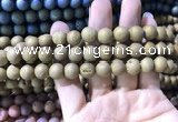 CAA1316 15.5 inches 10mm round matte plated druzy agate beads