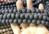 CAA1320 15.5 inches 10mm round matte plated druzy agate beads