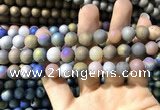 CAA1321 15.5 inches 10mm round matte plated druzy agate beads