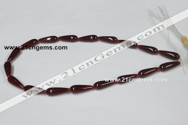 CAA133 15.5 inches 8*22mm teardrop red agate gemstone beads