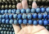 CAA1338 15.5 inches 12mm round matte plated druzy agate beads