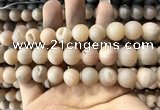 CAA1352 15.5 inches 14mm round matte plated druzy agate beads