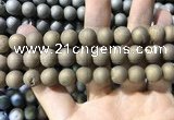 CAA1355 15.5 inches 14mm round matte plated druzy agate beads