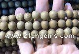 CAA1356 15.5 inches 14mm round matte plated druzy agate beads