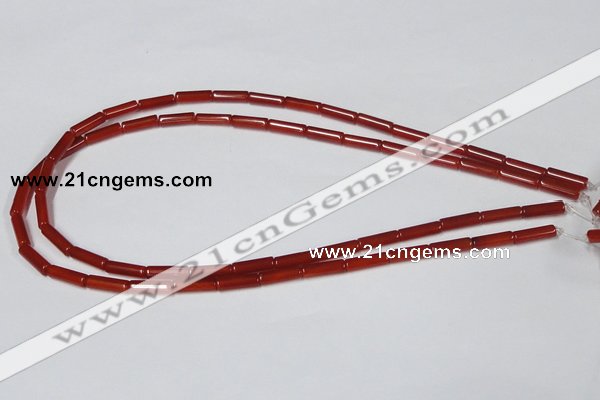 CAA136 15.5 inches 4*13mm column red agate gemstone beads