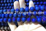 CAA1360 15.5 inches 14mm round matte plated druzy agate beads