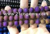 CAA1374 15.5 inches 16mm round matte plated druzy agate beads