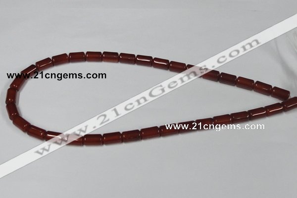 CAA138 15.5 inches 7*12mm column red agate gemstone beads