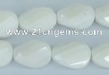 CAA14 15.5 inches 13*18mm faceted & twisted oval white agate beads