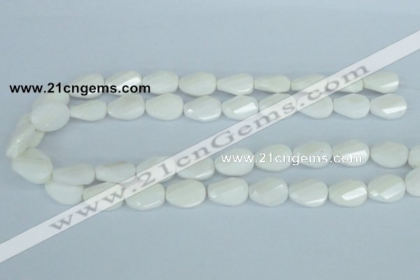 CAA14 15.5 inches 13*18mm faceted & twisted oval white agate beads