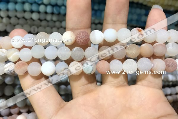 CAA1401 15.5 inches 8mm round matte druzy agate beads