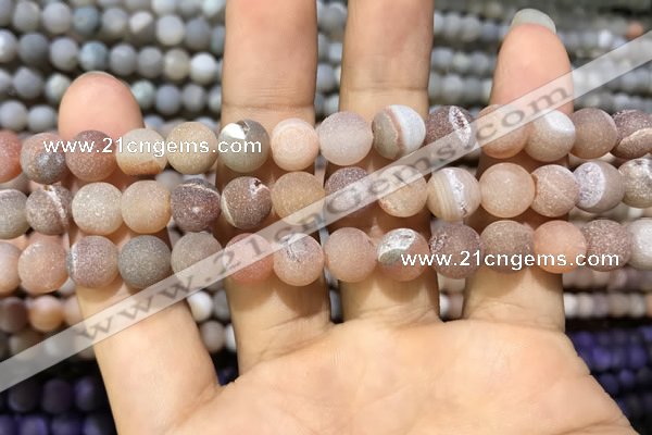 CAA1403 15.5 inches 8mm round matte druzy agate beads